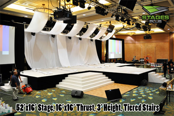 stage white carpet tiered stairs