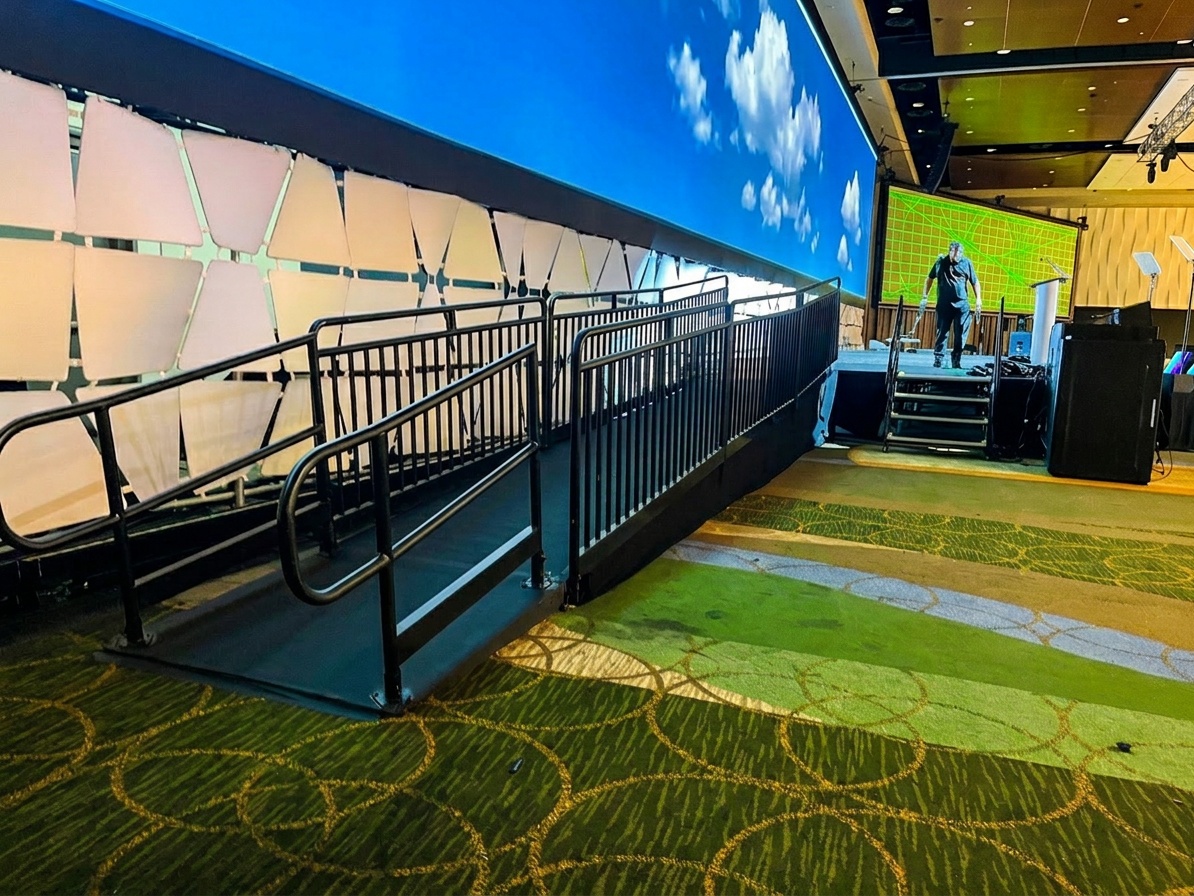ADA-compliant ramp leading up to an event stage at an outdoor Central Florida venue
