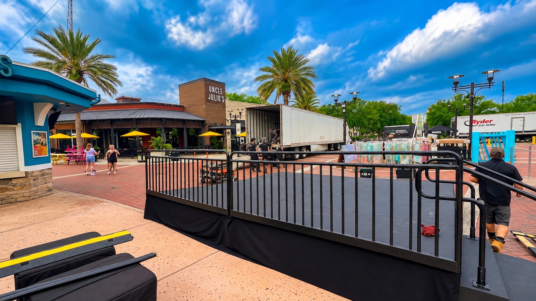 loading dock area with stage equipment being unloaded at a Central Florida convention venue